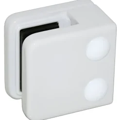 MySystem 4 x Pince à verre plate modèle 01 - Ep. verre 10 mm - Zamak blanc RAL 9016