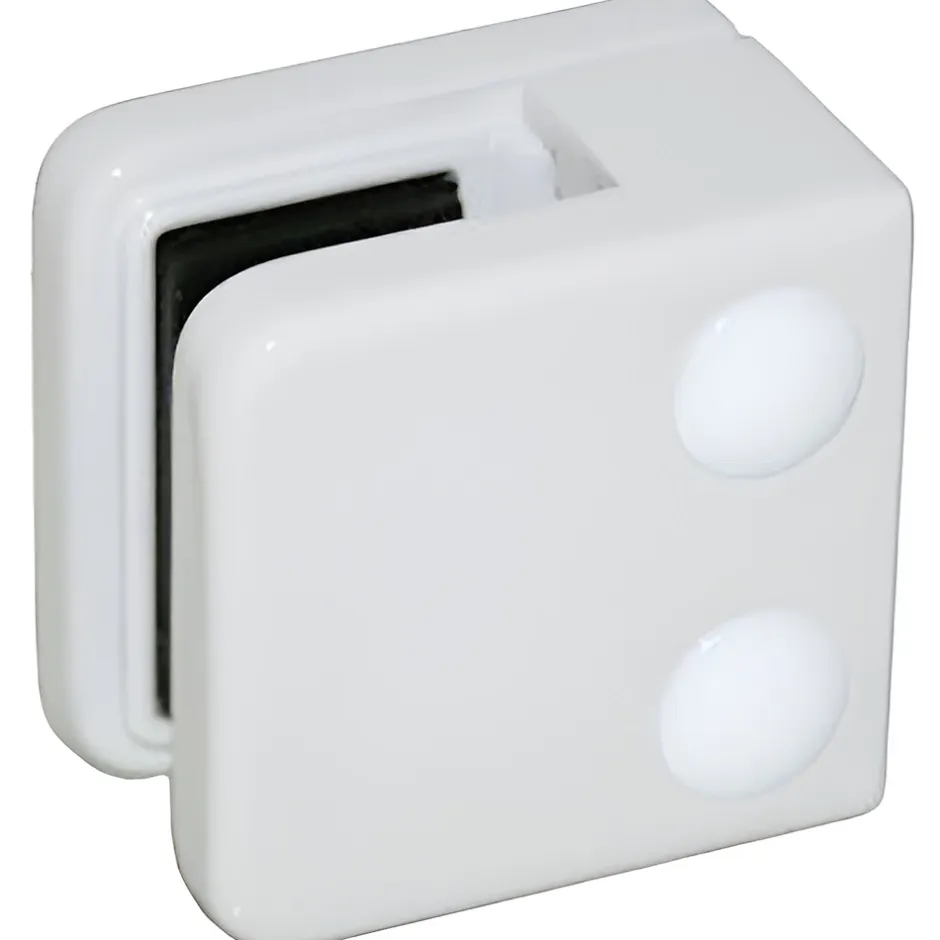 MySystem 4 x Pince à verre plate modèle 01 - Ep. verre 10 mm - Zamak blanc RAL 9016