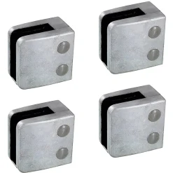 MySystem 4 x Pince à verre plate modèle 06 - Ep. verre 12 mm - Zamak brut