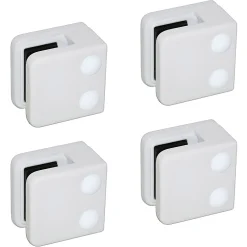4 x Pince à verre plate modèle 01 - Ep. verre 8,76 mm - Zamak blanc RAL 9016-MySystem Outlet
