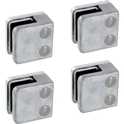 MySystem 4 x Pince à verre plate modèle 01 - Ep. verre 6 mm - Zamak brut