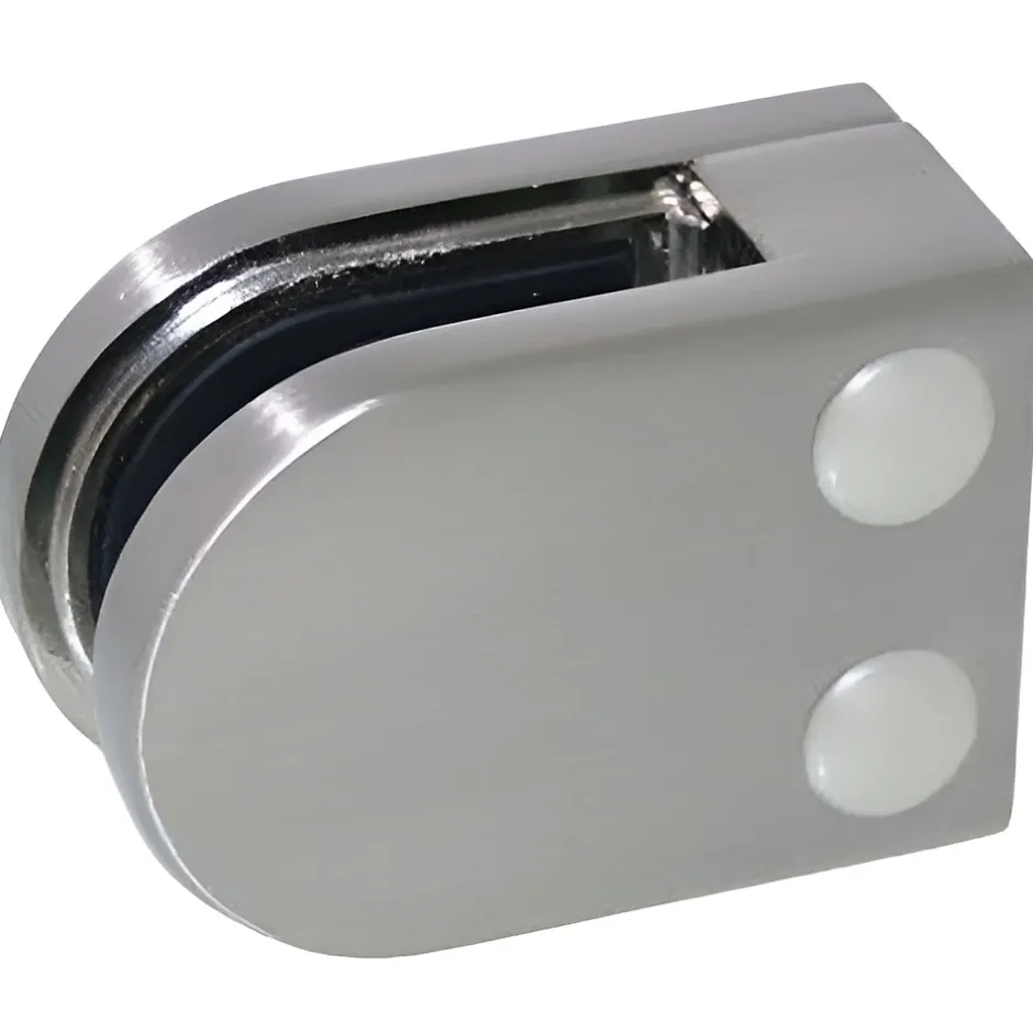 MySystem 4 x Pince à verre plate modèle 02 - Ep. verre 10 mm - Inox 304 brossé GR320