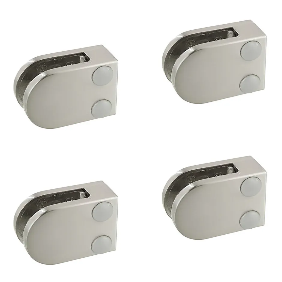 MySystem 4 x Pince à verre plate modèle 07 - Ep. verre 6 mm - Inox 316 brossé GR320