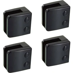 4 x Pince à verre plate modèle 06 - Ep. verre 12,76 mm - Zamak noir RAL 9005-MySystem