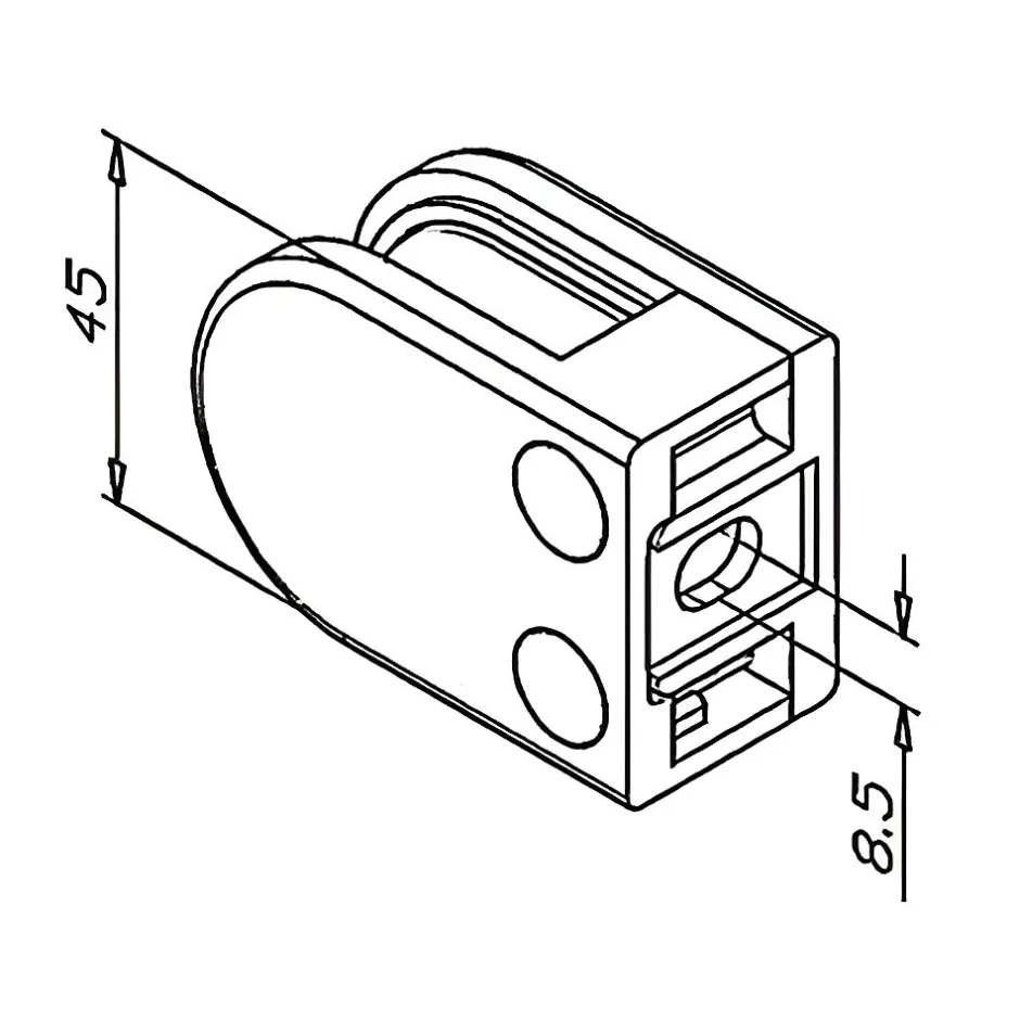 4 x Pince à verre plate modèle 05 - Ep. verre 12 mm - Inox 304 brossé GR320-MySystem Sale