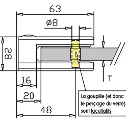 4 x Pince à verre plate modèle 02 - Ep. verre 9,52 mm - Inox 316 brossé GR320-MySystem Best