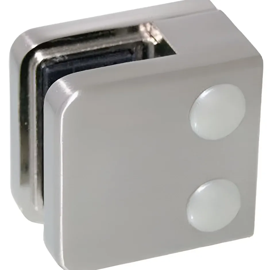 4 x Pince à verre plate modèle 01 - Ep. verre 9,52 mm - Inox 304 brossé GR320-MySystem