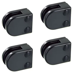 MySystem 4 x Pince à verre plate modèle 00 - Ep. verre 8 mm - Zamak noir RAL 9005