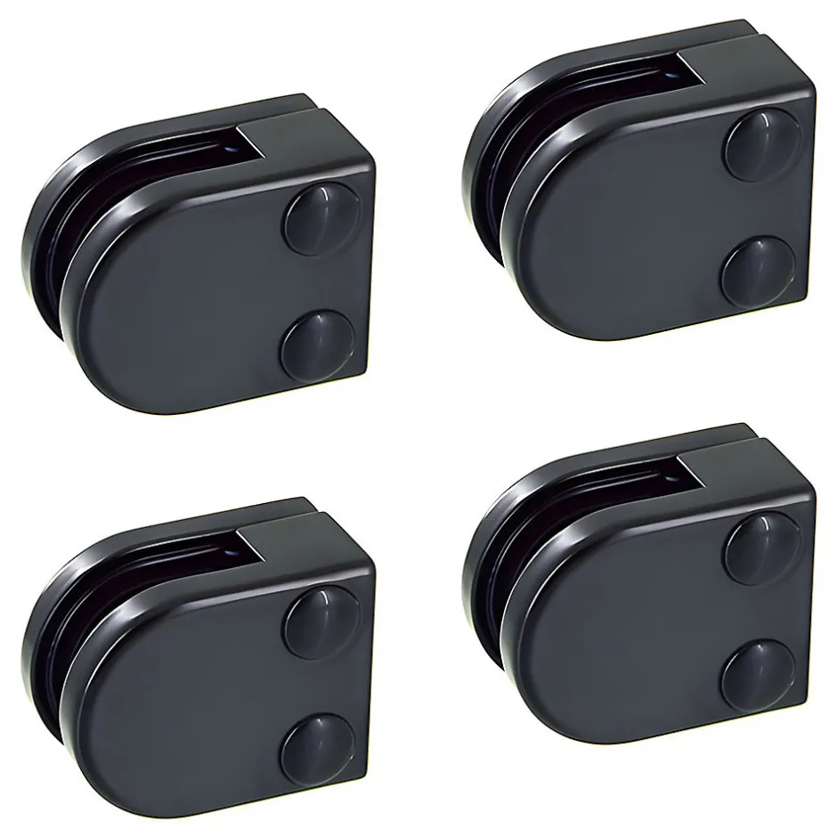 MySystem 4 x Pince à verre plate modèle 00 - Ep. verre 8 mm - Zamak noir RAL 9005