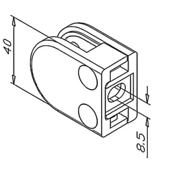 MySystem 4 x Pince à verre plate modèle 00 - Ep. verre 8 mm - Zamak noir RAL 9005