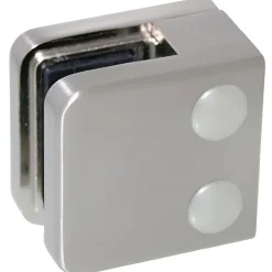 4 x Pince à verre plate modèle 01 - Ep. verre 6,76 mm - Zamak aspect inox brossé-MySystem Online