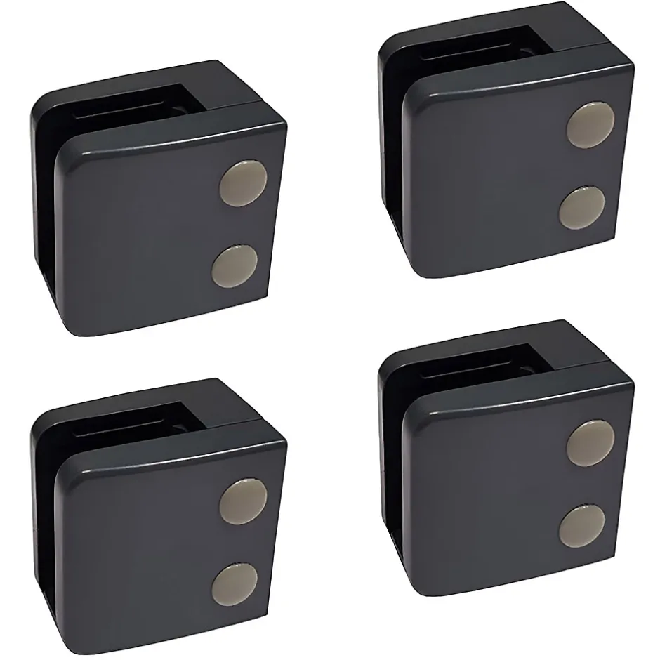 4 x Pince à verre plate modèle 06 - Ep. verre 11,52 mm - Inox noir anthracite-MySystem Sale