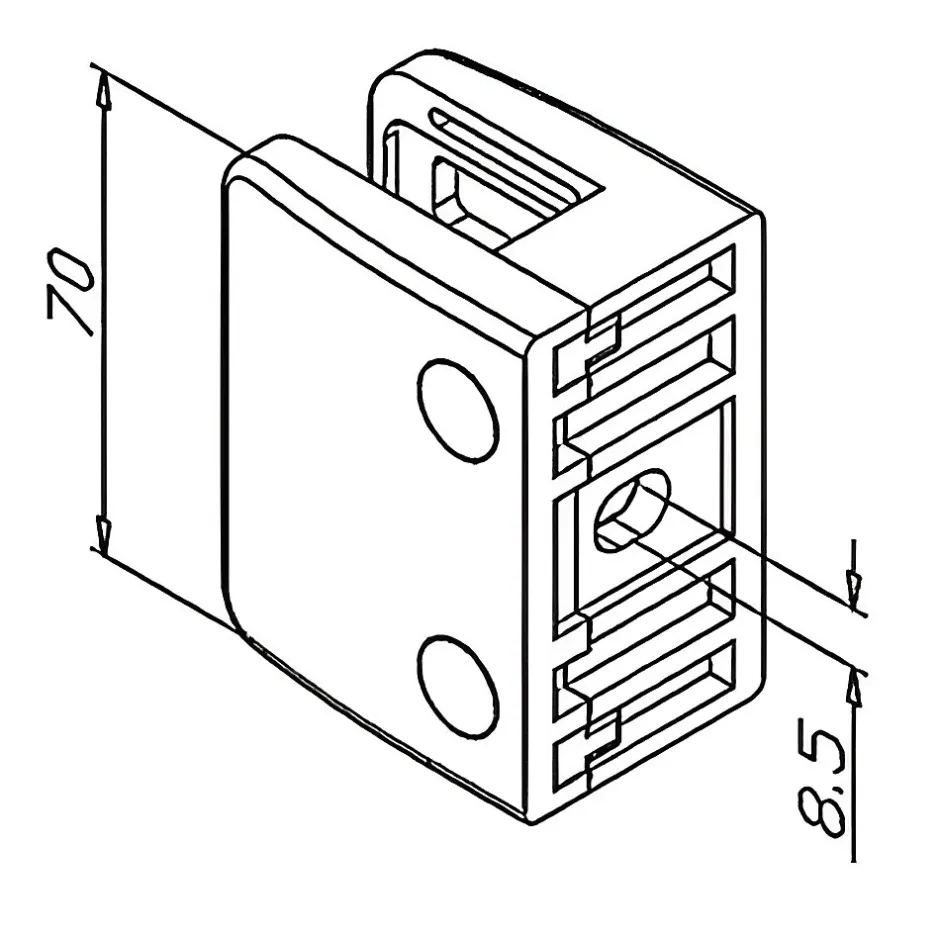 MySystem 4 x Pince à verre plate modèle 04 - Ep. verre 9,52 mm - Zamak aspect inox brossé