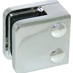 MySystem 4 x Pince à verre plate modèle 01 - Ep. verre 9,52 mm - Zamak chromé brillant