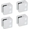 4 x Pince à verre plate modèle 01 - Ep. verre 6 mm - Zamak blanc RAL 9016-MySystem