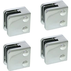 4 x Pince à verre plate modèle 01 - Ep. verre 8 mm - Zamak chromé brillant-MySystem Hot