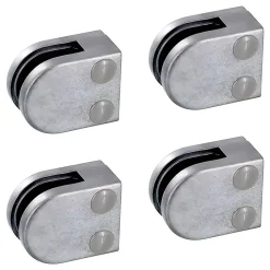 MySystem 4 x Pince à verre plate modèle 00 - Ep. verre 6 mm - Zamak brut