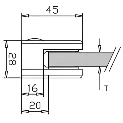 4 x Pince à verre plate modèle 01 - Ep. verre 8,76 mm - Zamak aspect inox brossé-MySystem