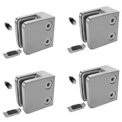 4 x Pince à verre plate modèle 21 - Ep. verre 6,76 mm - Inox 304 brossé GR320-MySystem Best