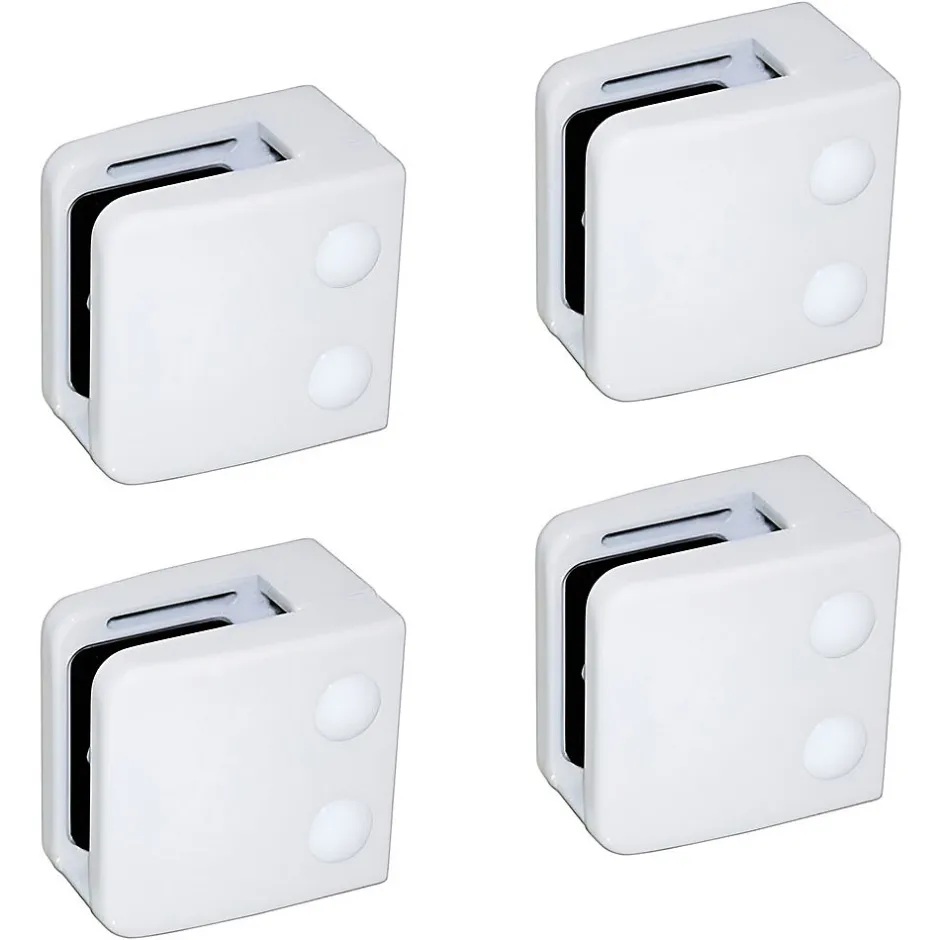 MySystem 4 x Pince à verre plate modèle 06 - Ep. verre 11,52 mm - Zamak blanc RAL 9016