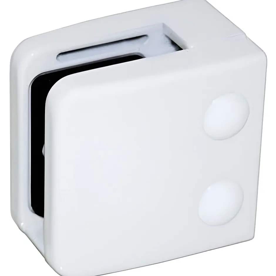 MySystem 4 x Pince à verre plate modèle 06 - Ep. verre 11,52 mm - Zamak blanc RAL 9016