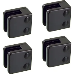 4 x Pince à verre plate modèle 01 - Ep. verre 8,76 mm - Zamak noir RAL 9005-MySystem Hot