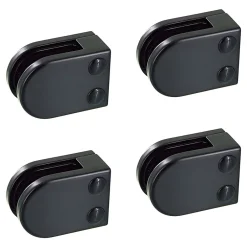 4 x Pince à verre plate modèle 02 - Ep. verre 9,52 mm - Zamak noir RAL 9005-MySystem Hot