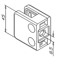 MySystem 4 x Pince à verre plate modèle 01 - Ep. verre 6,76 mm - Zamak noir RAL 9005