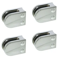 4 x Pince à verre pour tube diam. 42,4 modèle 02 - Ep. verre 9,52 mm - Zamak chromé brillant-MySystem