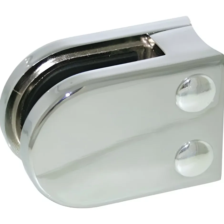 4 x Pince à verre pour tube diam. 42,4 modèle 02 - Ep. verre 9,52 mm - Zamak chromé brillant-MySystem