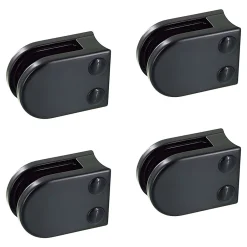 4 x Pince à verre pour tube diam. 42,4 modèle 02 - Ep. verre 6 mm - Zamak noir RAL 9005-MySystem Hot