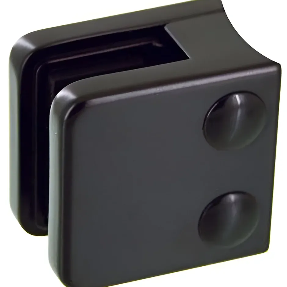 4 x Pince à verre pour tube diam. 42,4 modèle 01 - Ep. verre 6,76 mm - Zamak noir RAL 9005-MySystem Clearance