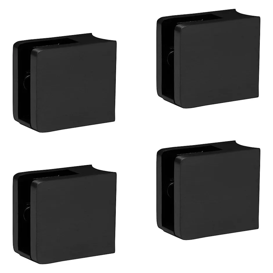 MySystem 4 x Pince à verre pour tube diam. 42,4 modèle 21 - Ep. verre 8,76 mm - Inox noir anthracite