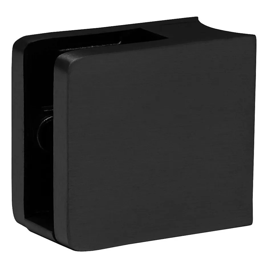 MySystem 4 x Pince à verre pour tube diam. 42,4 modèle 21 - Ep. verre 8,76 mm - Inox noir anthracite