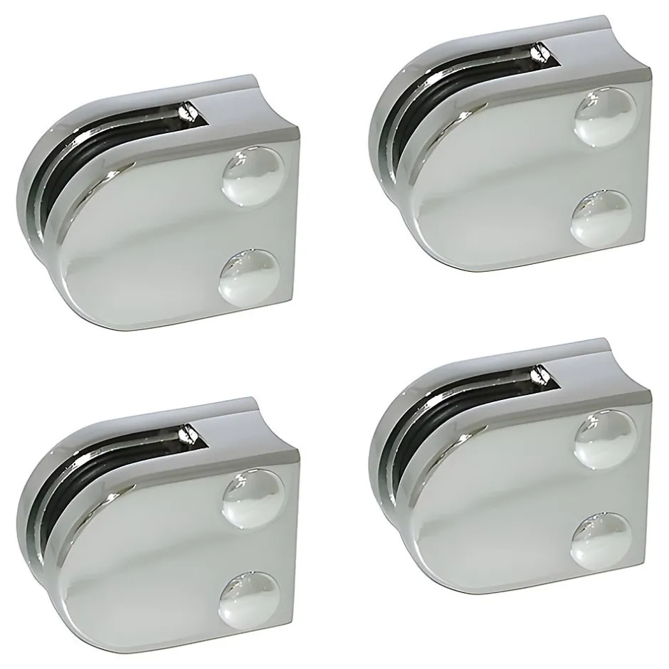 MySystem 4 x Pince à verre pour tube diam. 42,4 modèle 00 - Ep. verre 8 mm - Zamak chromé brillant