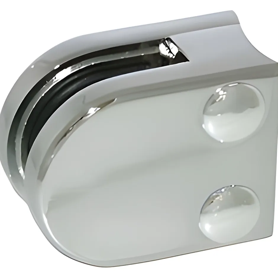 MySystem 4 x Pince à verre pour tube diam. 42,4 modèle 00 - Ep. verre 8 mm - Zamak chromé brillant