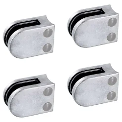 4 x Pince à verre pour tube diam. 42,4 modèle 02 - Ep. verre 6,76 mm - Zamak brut-MySystem Hot