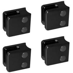 4 x Pince à verre pour tube diam. 42,4 modèle 06 - Ep. verre 9,52 mm - Inox noir anthracite-MySystem New