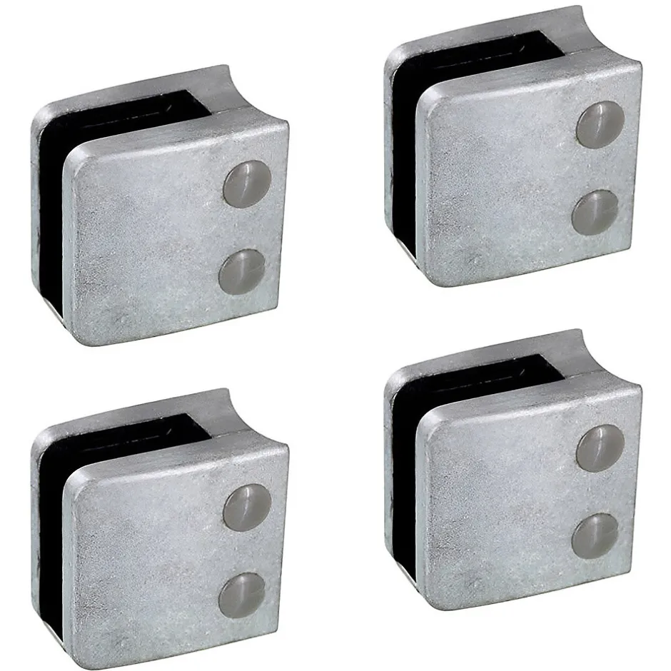 4 x Pince à verre pour tube diam. 42,4 modèle 06 - Ep. verre 10 mm - Zamak brut-MySystem Online