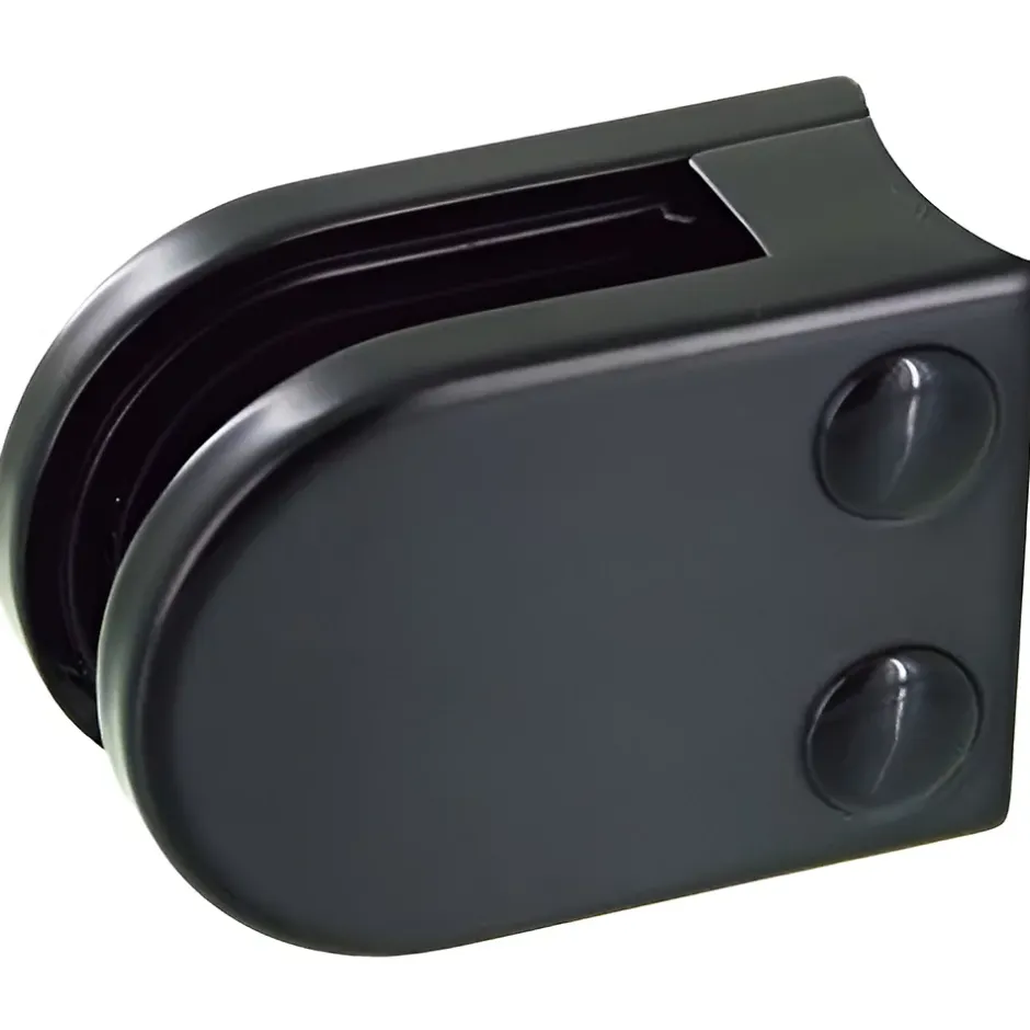 MySystem 4 x Pince à verre pour tube diam. 42,4 modèle 02 - Ep. verre 8 mm - Zamak noir RAL 9005