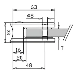 MySystem 4 x Pince à verre pour tube diam. 42,4 modèle 05 - Ep. verre 12 mm - Zamak aspect inox brossé