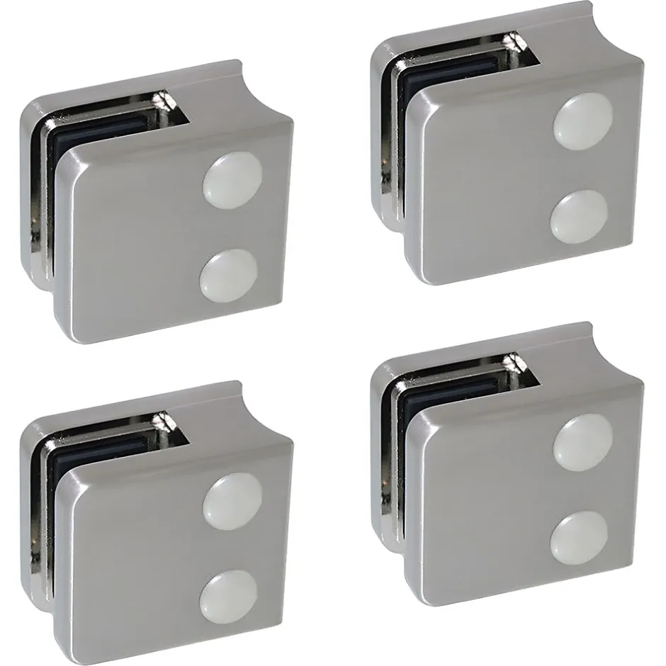 MySystem 4 x Pince à verre pour tube diam. 42,4 modèle 01 - Ep. verre 9,52 mm - Inox 316 brossé GR320