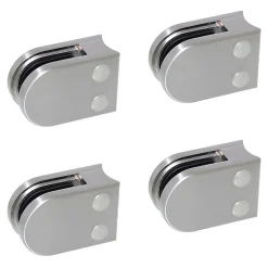 4 x Pince à verre pour tube diam. 42,4 modèle 02 - Ep. verre 8,76 mm - Zamak aspect inox brossé-MySystem Best