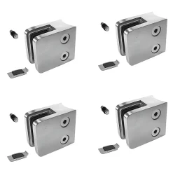 MySystem 4 x Pince à verre pour tube diam. 42,4 modèle 21 - Ep. verre 6,76 mm - Inox 304 brossé GR320