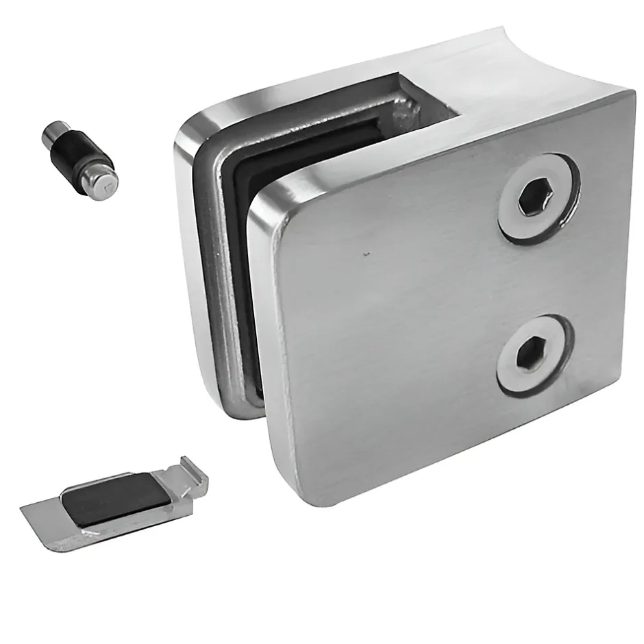 MySystem 4 x Pince à verre pour tube diam. 42,4 modèle 21 - Ep. verre 6,76 mm - Inox 304 brossé GR320