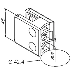 MySystem 4 x Pince à verre pour tube diam. 42,4 modèle 21 - Ep. verre 6,76 mm - Inox 304 brossé GR320