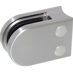 MySystem 4 x Pince à verre pour tube diam. 42,4 modèle 02 - Ep. verre 10 mm - Zamak aspect inox brossé