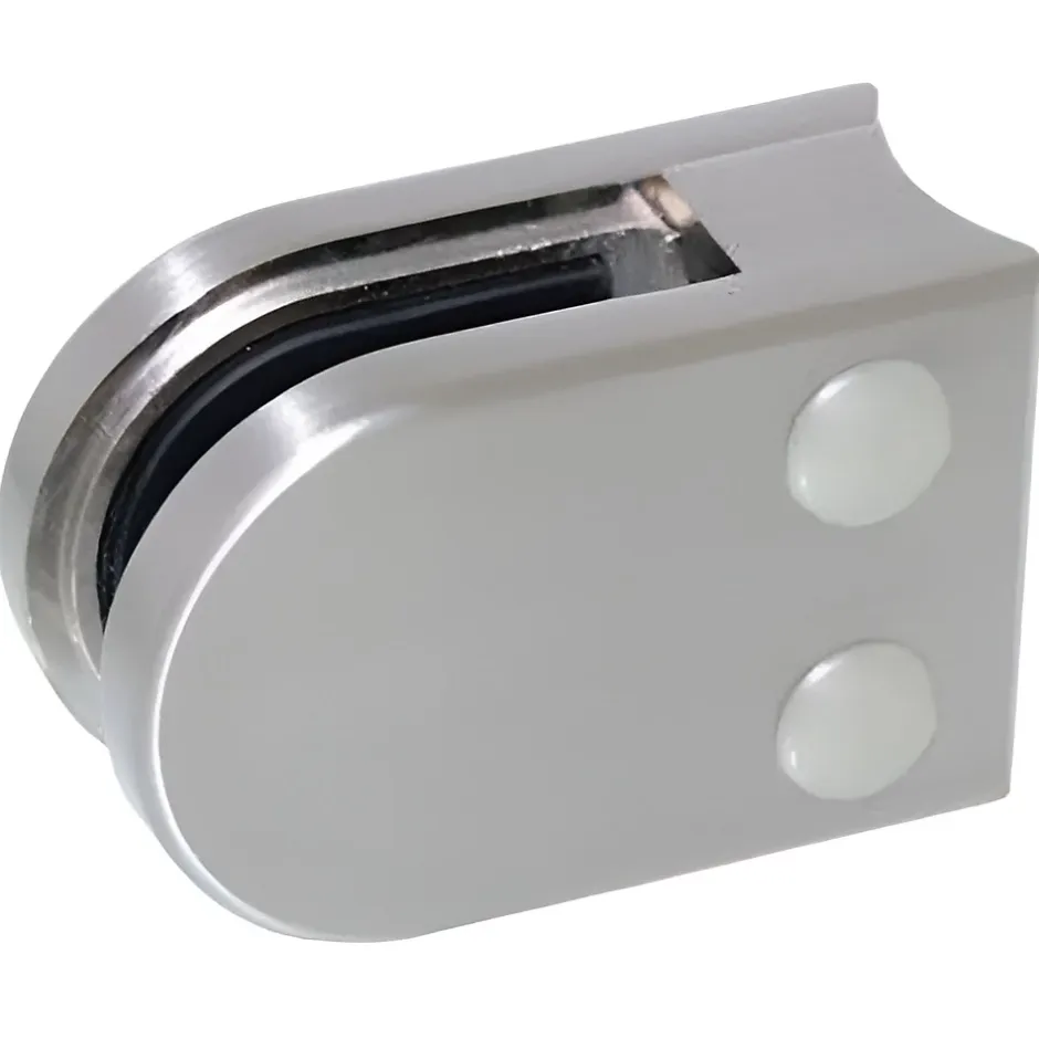 MySystem 4 x Pince à verre pour tube diam. 42,4 modèle 02 - Ep. verre 10 mm - Zamak aspect inox brossé