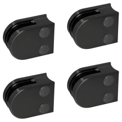 4 x Pince à verre pour tube diam. 42,4 modèle 00 - Ep. verre 6 mm - Inox noir anthracite-MySystem