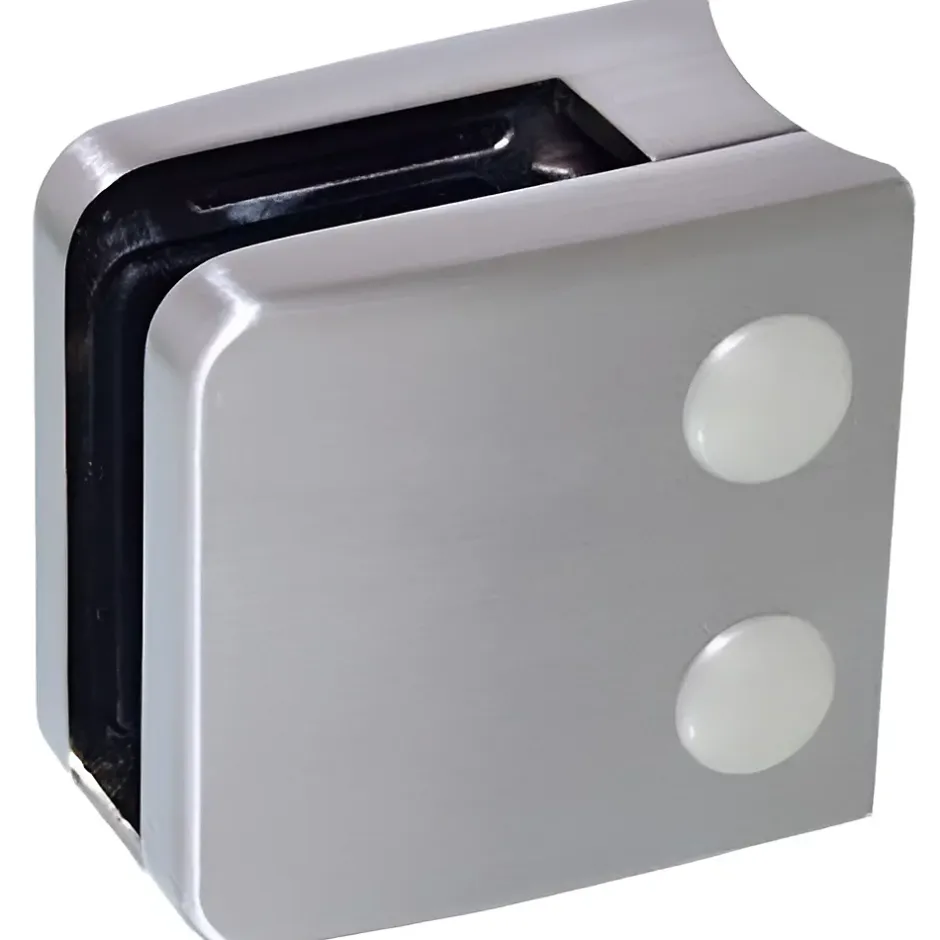 MySystem 4 x Pince à verre pour tube diam. 42,4 modèle 06 - Ep. verre 10,76 mm - Zamak aspect inox brossé